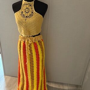 Crochet Halter Top and Skirt Set Handmade